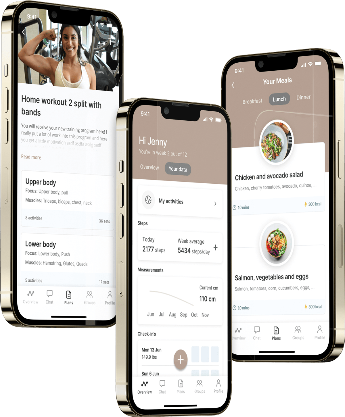 A mockup of the coaching app showcasing the features.